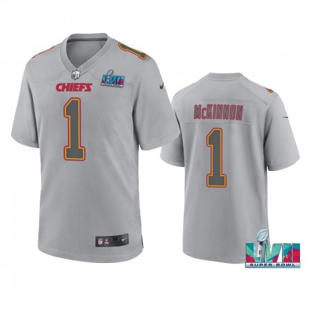 Camiseta Hombre NFL Kansas City Chiefs Jerick McKinnon 1 Atmosphere Gris Super Bowl LVII
